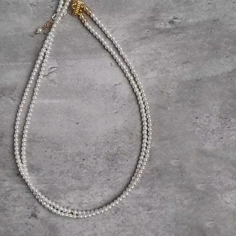 Multi Strand Pearl Necklace | Pearl Choker Necklace | Pearl Choker with Detachable Pendant
