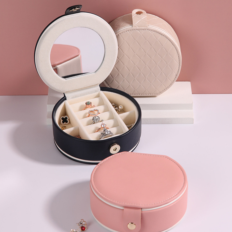 Women's Mini stud earrings rings Jewelry Box | Travel Portable Jewelry PU Box