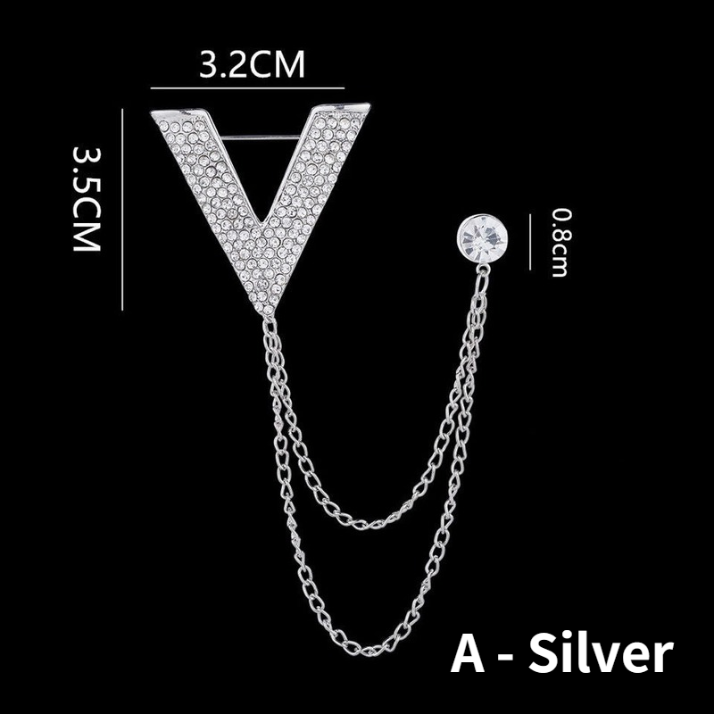 Chain Tassel Victory Brooch for Men Gold and Silver Designer Brooch Pin Collar Brooch for Men