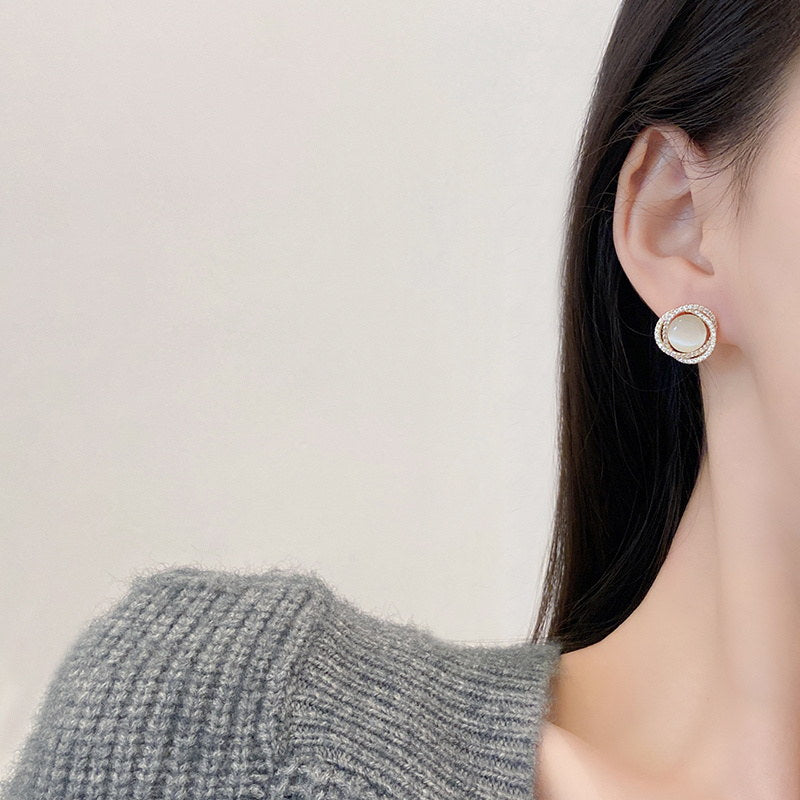 AAA Pearl Diamond Earrings | Moonstone Earrings | Real Pearl Earrings with Allergy-free Pins