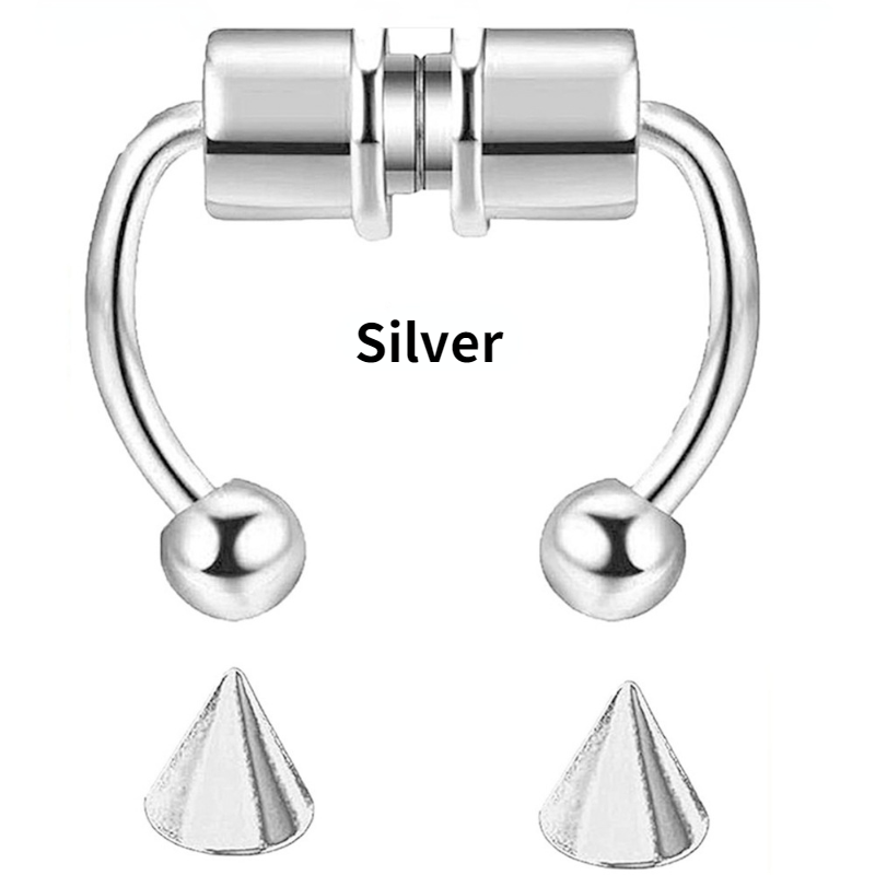 316L Stainless Steel Hoop Magnetic Septum Nose Ring Horseshoe Fake Nose Ring Set Non-Piercing for Women Men Reusable Faux Body Piercing Jewelry