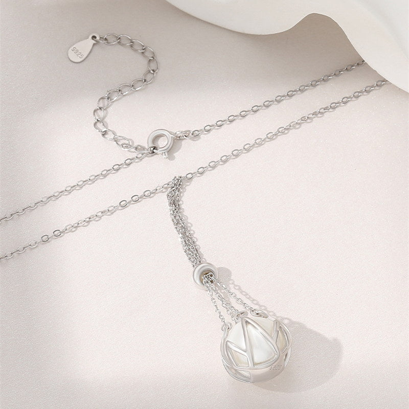 Pendentif cage à perles | Collier pendentif perle | Pendentif perle en argent sterling (12 mm)