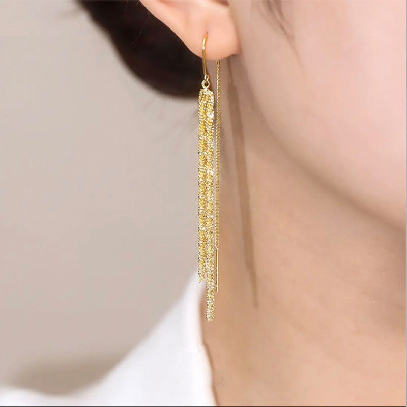 Rhinestone Dangle Earrings | Dangle Diamond Earrings | Linear Drop Earrings for Women