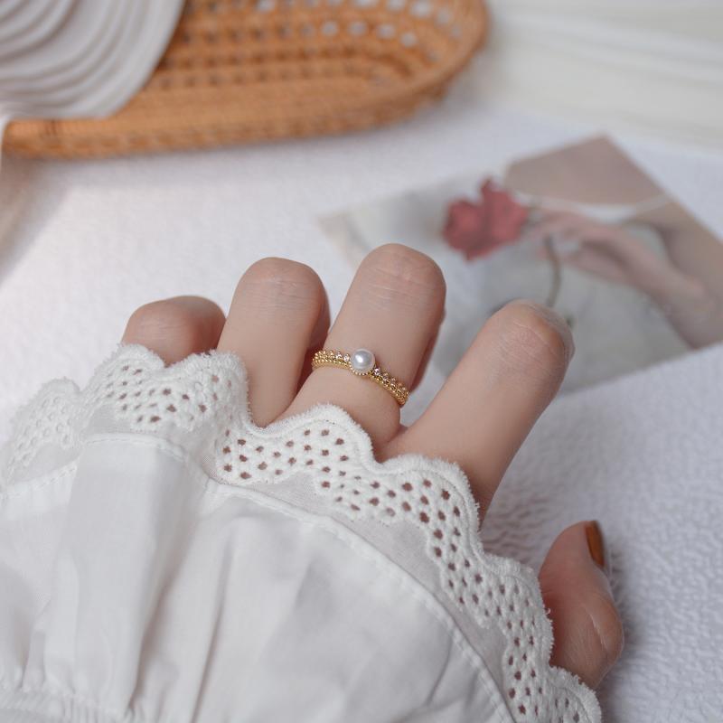 Pearl Diamond Ring | Adjustable Rings for Women | Pearl Ring Gold Plated