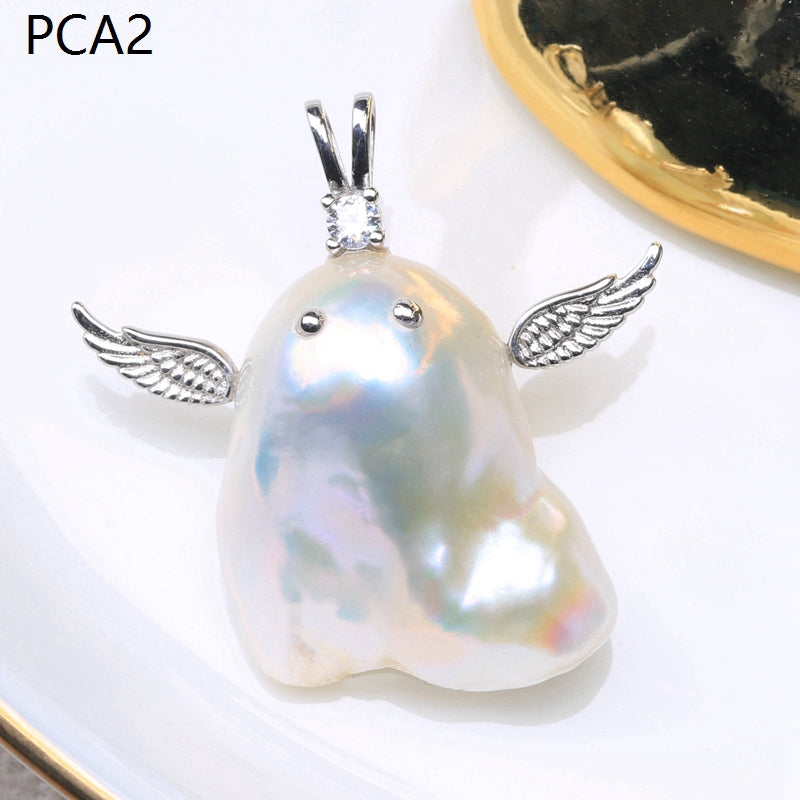 Lindo collar con colgante de perlas barrocas grandes para niños en oro de 14 k sobre plata de ley (16-18 mm)