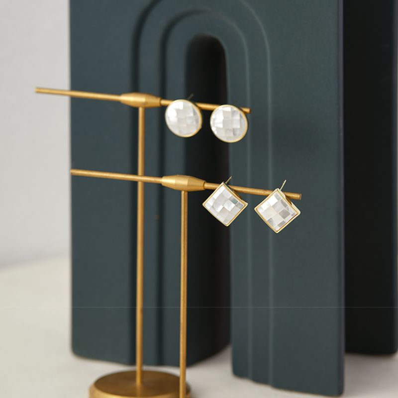 Mother of Pearl Earrings | Gold Earrings for Women | Gold Mother of Pearl Earrings with Sterling Silver Pins