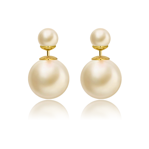 Elegant Two Round Pearl Earrings Created Designer Handcraft Jewelry