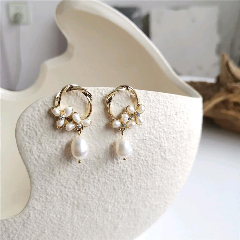 Baroque Freshwater Pearl Earrings with 925 Silver pin handcraft Jewelry