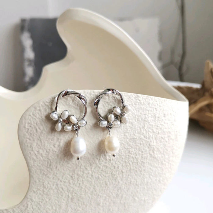 Freshwater Cultured Pearl Drop Earrings in 14K Gold Over Sterling Silver(8-9mm)