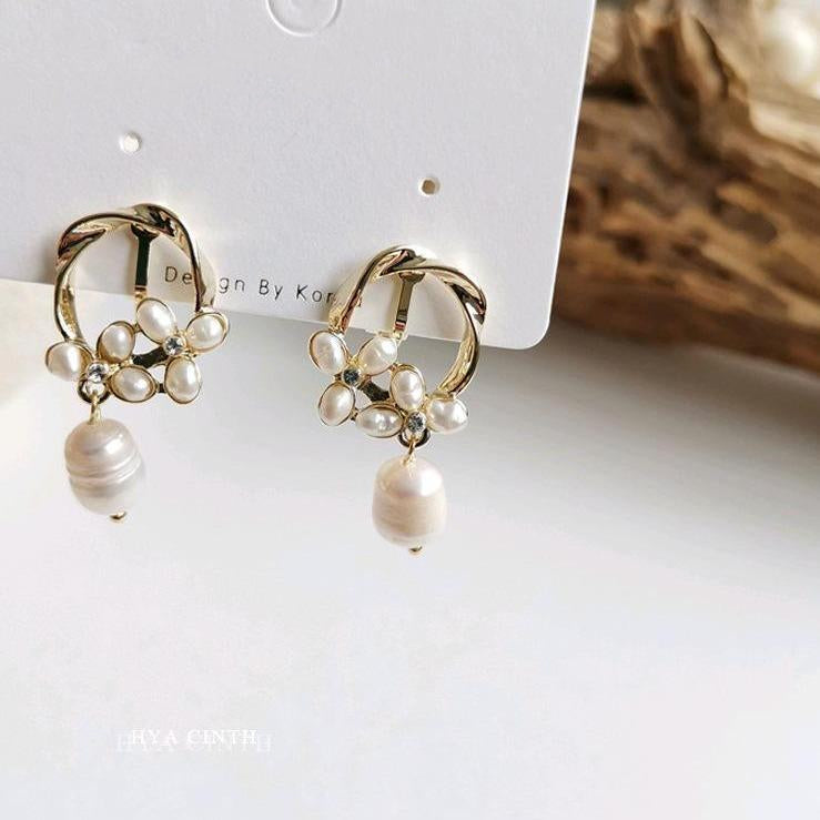 Freshwater Cultured Pearl Drop Earrings in 14K Gold Over Sterling Silver(8-9mm)