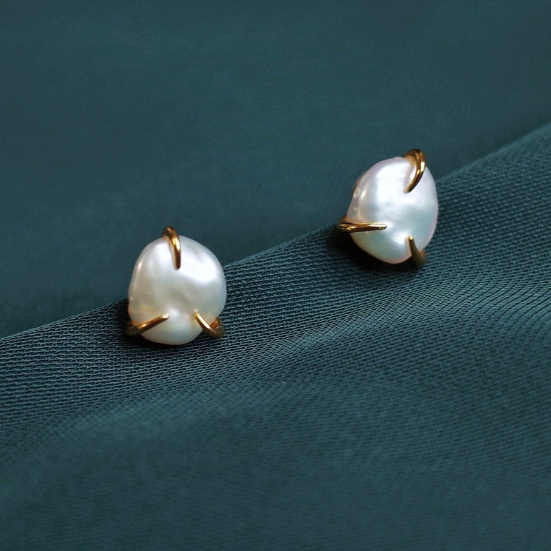 Baroque Pearl Stud Earrings | Baroque Pearl Earrings with Allergy-free Pins (10-11mm)