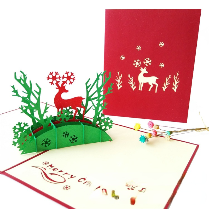 Christmas tree 3D Christmas Cards Envelope Included Pop Up Greeting Cards, Funny Unique 3D Holiday Postcards - Gifts for Xmas, Thank You Cards