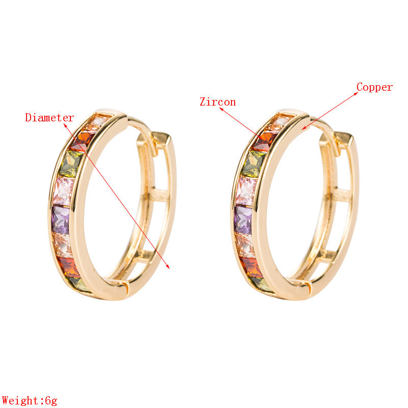 Boucles d'oreilles créoles en cristal irisé | Boucles d'oreilles créoles en or avec tige en argent | Boucles d'oreilles arc-en-ciel en or plaqué or 18 carats