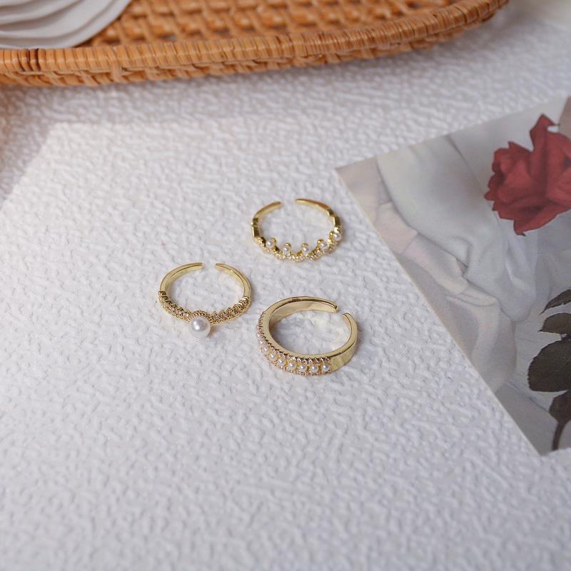 Pearl Diamond Ring | Adjustable Rings for Women | Pearl Ring Gold Plated