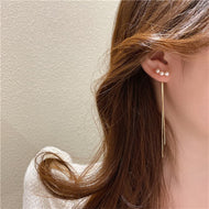 Gold Tassel Jacket Freshwater Pearl Earrings | Pearl Jacket Earrings | Real Pearl Earrings with Sterling Silver Pins