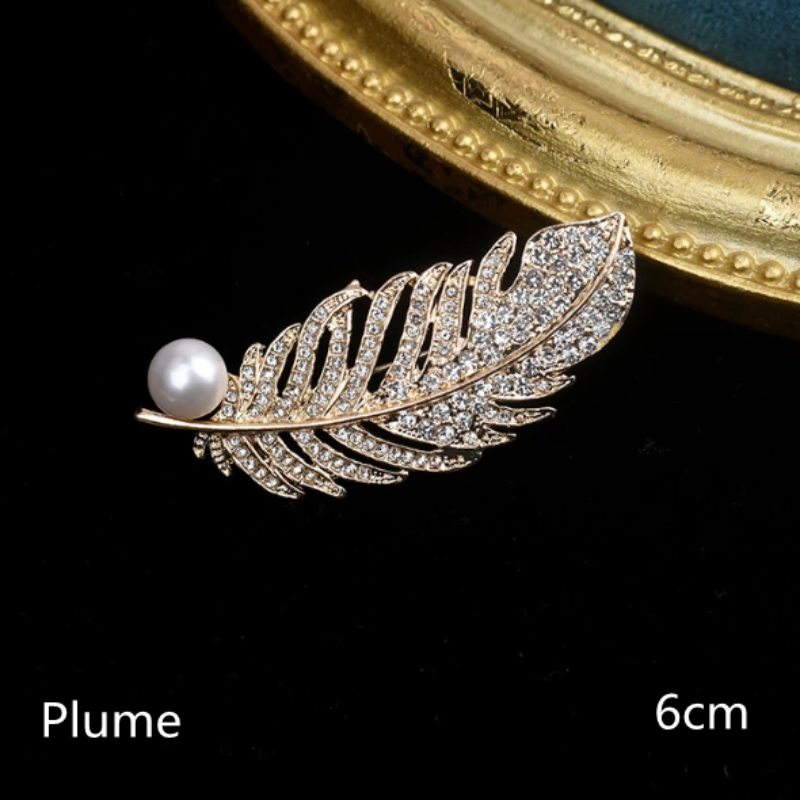 feather pearl brooch