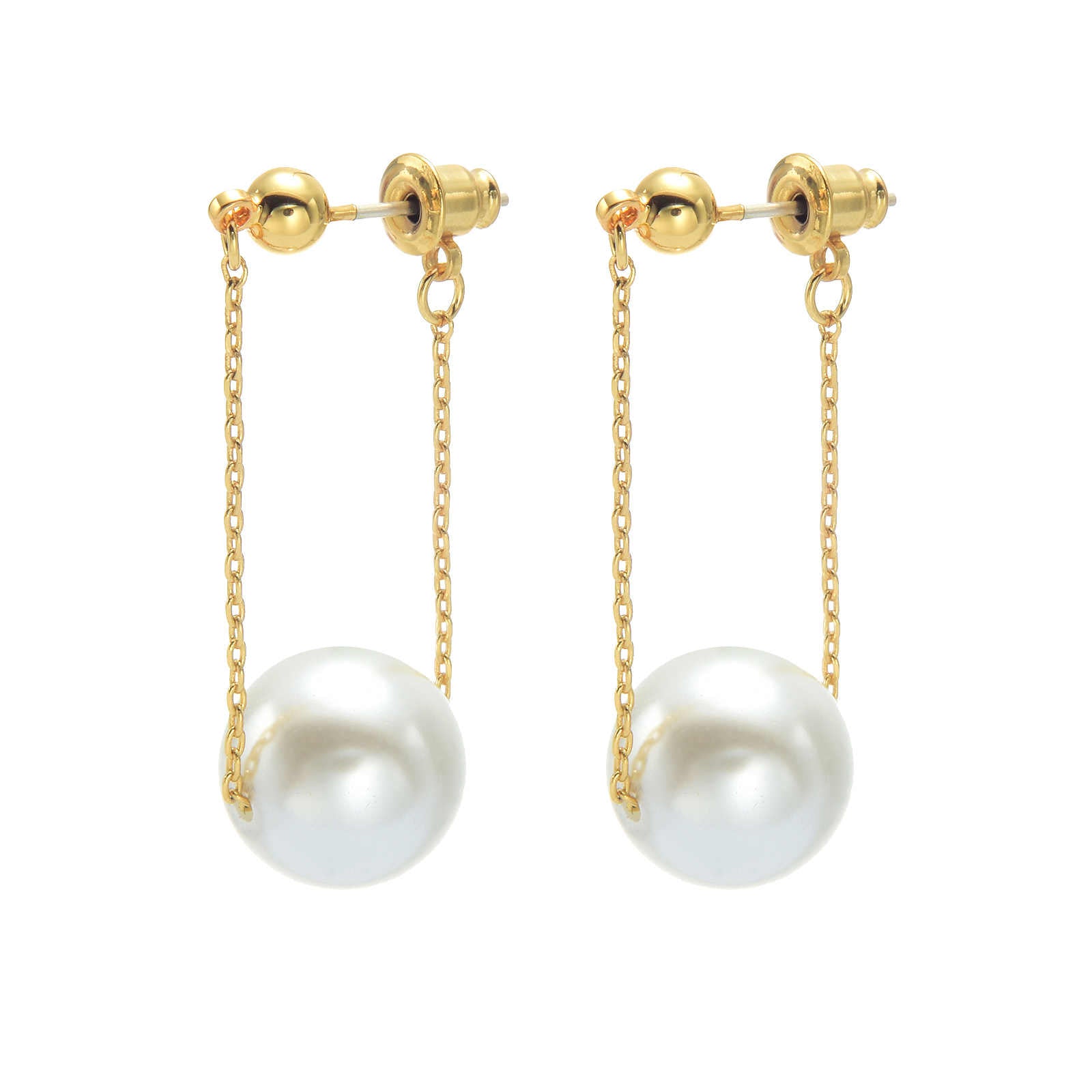 Pearl Dangle Earrings | Faux Pearl Earrings | Dangle Pearl Earrings with Silver Pins (10mm)