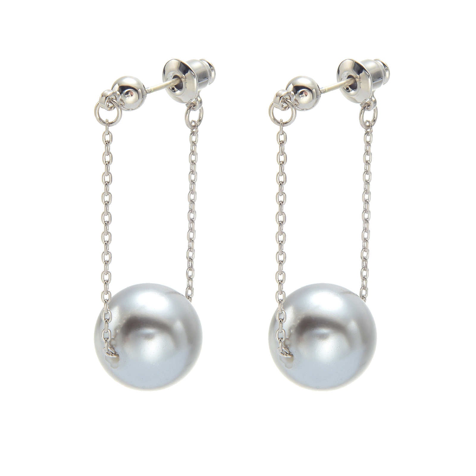 Pearl Dangle Earrings | Faux Pearl Earrings | Dangle Pearl Earrings with Silver Pins (10mm)