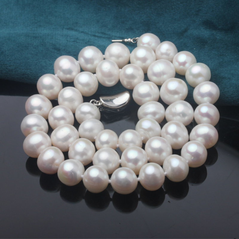 AAA Cultured Freshwater Pearl Necklace Near Round Pearl in Sterling Silver Clasp 3 Pearl Color Available 18 inch / 45cm