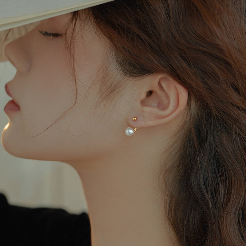 AAA Freshwater Pearl Earring Jackets | Adjustable Real Pearl Earrings | Gold Stud Pearl Earrings with Silver Pin