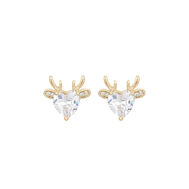 Pendientes de reno | Pendientes de cristal | Aretes de diamantes para mujer