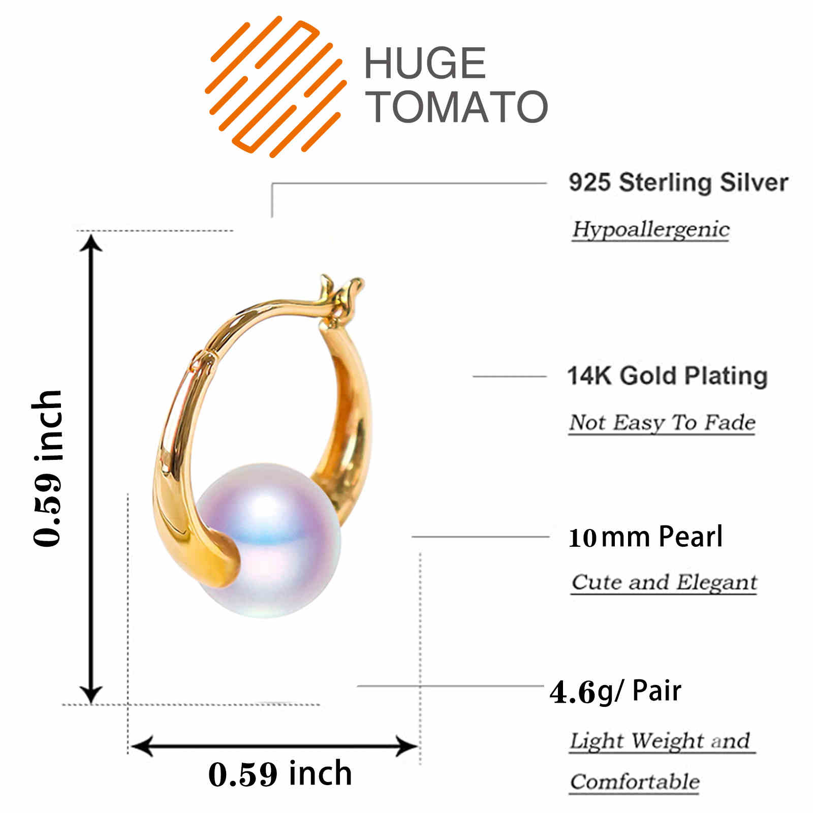 Pendientes de aro de oro grueso | Pendientes Huggie | Pendientes de aro gruesos con perlas