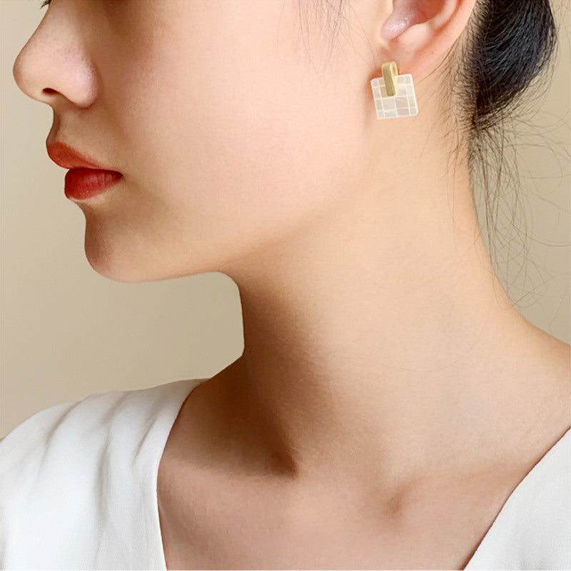 Boucles d'oreilles à tige en or Boucles d'oreilles en nacre en argent sterling