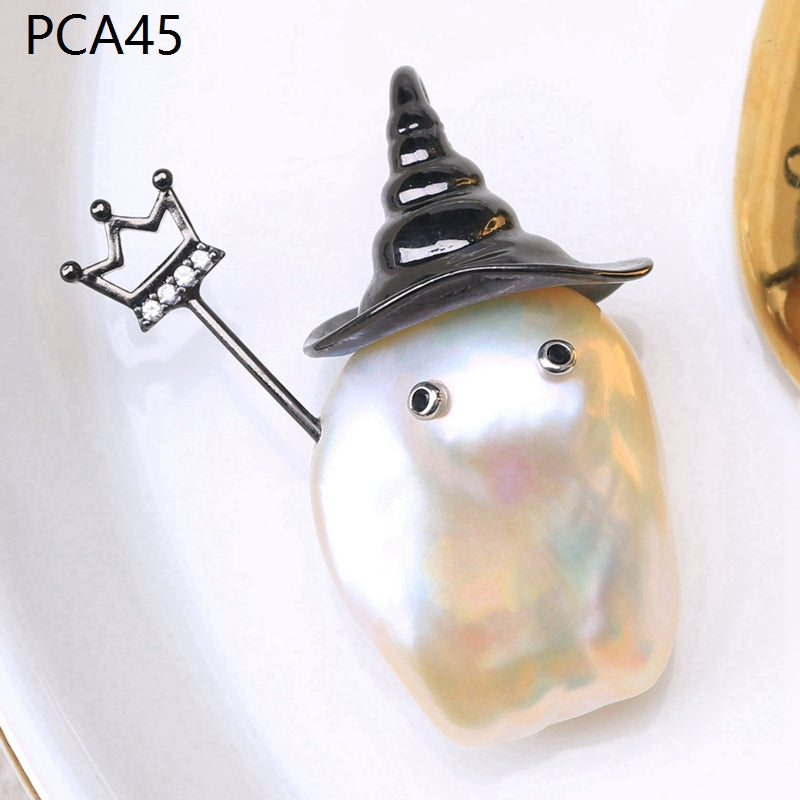 Collar con colgante de perlas barrocas grandes para niña estilo Halloween en oro de 14 k sobre plata de ley (16-18 mm)