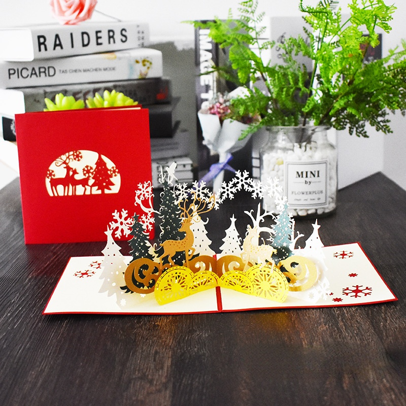 Creativity Christmas card 3D Christmas Cards Pop Up Greeting Cards, Funny Unique 3D Holiday Postcards - Gifts for Xmas, Thank You Cards