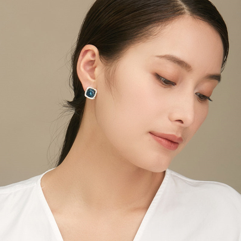 Pendientes de cristal azul | Pendientes de gancho de pastor de cristal | Pendientes colgantes de cristal con alfileres hipoalergénicos