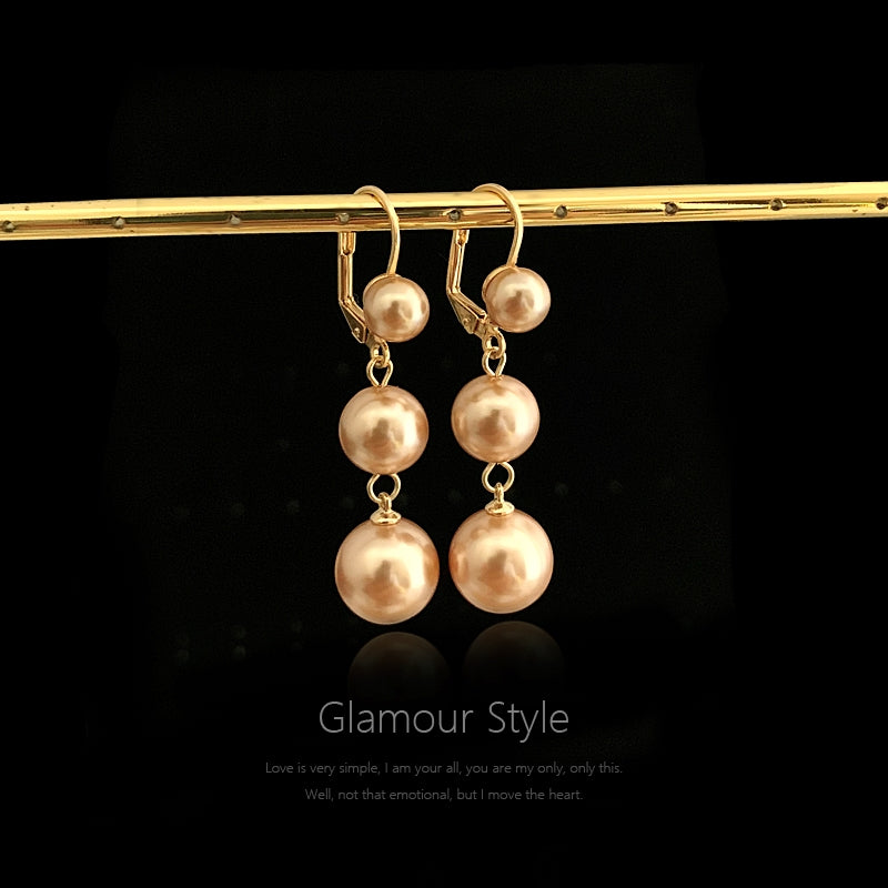 long dangle pearl earrings 14K