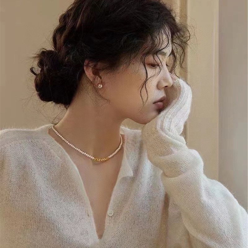 Small Baroque Pearl Necklace | Real Pearl Necklace | Gold and Pearl Necklace for Women (4-5mm)