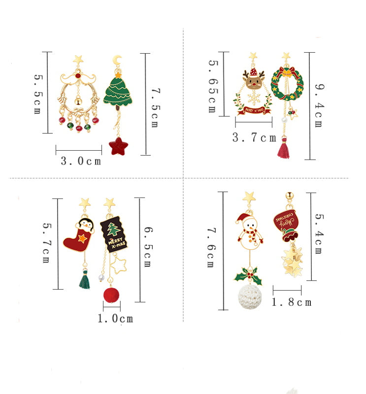 Pendientes de Navidad | Pendientes colgantes de Navidad | 4 tipos de aretes navideños para mujer para piercing y no piercing