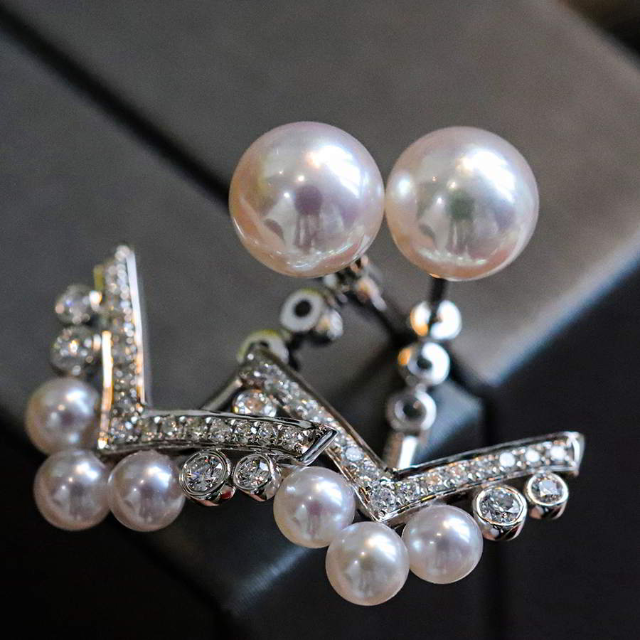 AAA Freshwater Pearl Earrings | Real Pearl Earrings Jackets | Pearl Diamond Earrings in Sterling Silver