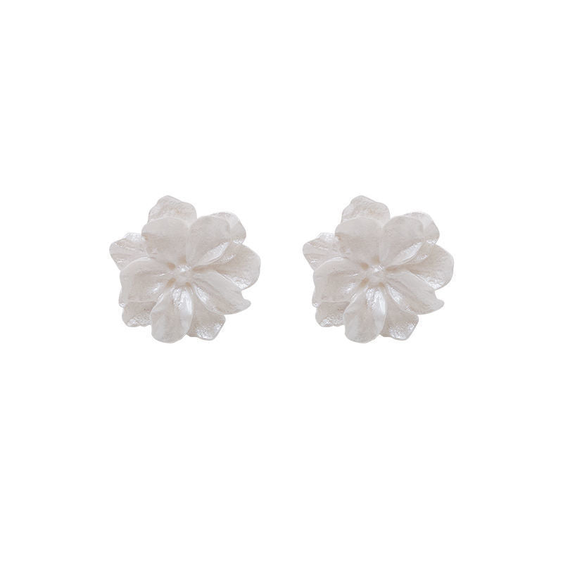 Elegant Big Flower Stud Earrings | Romantic Flower Earrings with Sterling Silver Pins