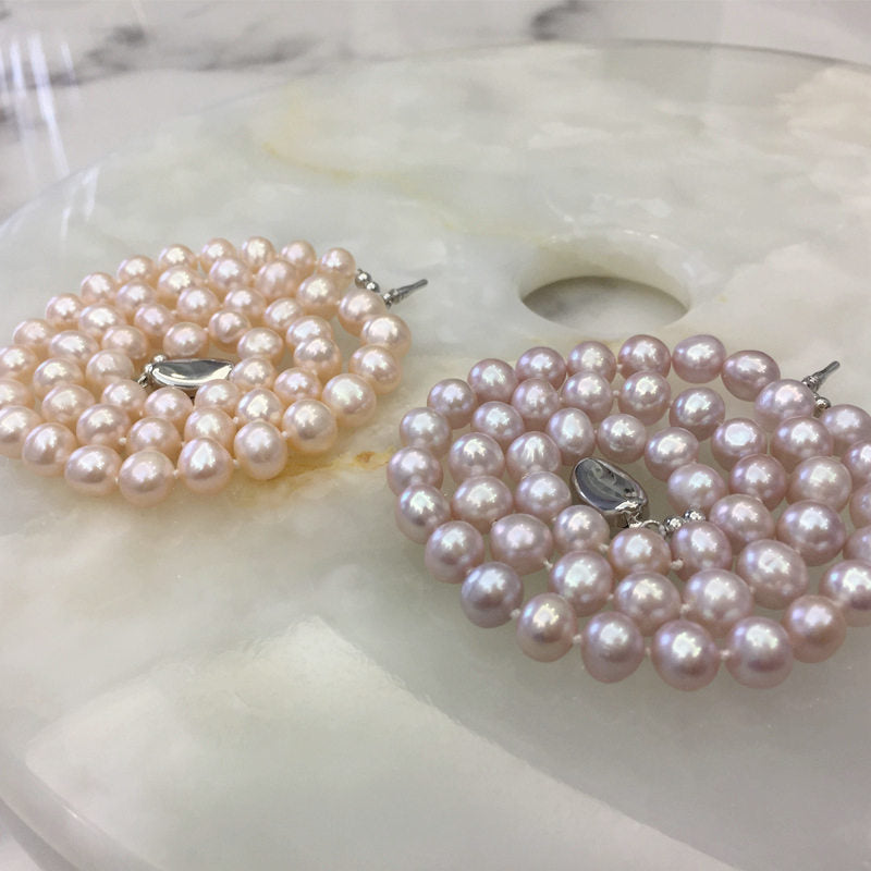 AAA Cultured Freshwater Pearl Necklace Near Round Pearl in Sterling Silver Clasp 3 Pearl Color Available 18 inch / 45cm