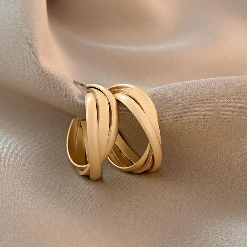 Multi Layer Huggie Hoop Earrings | Small Hoop Earrings with Sterling Silver Pins