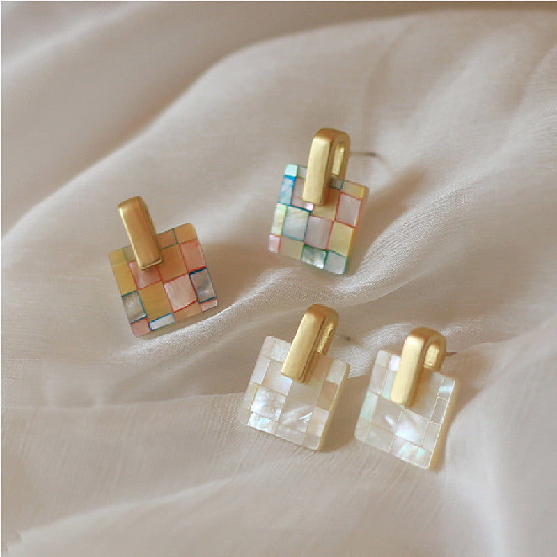 Boucles d'oreilles à tige en or Boucles d'oreilles en nacre en argent sterling