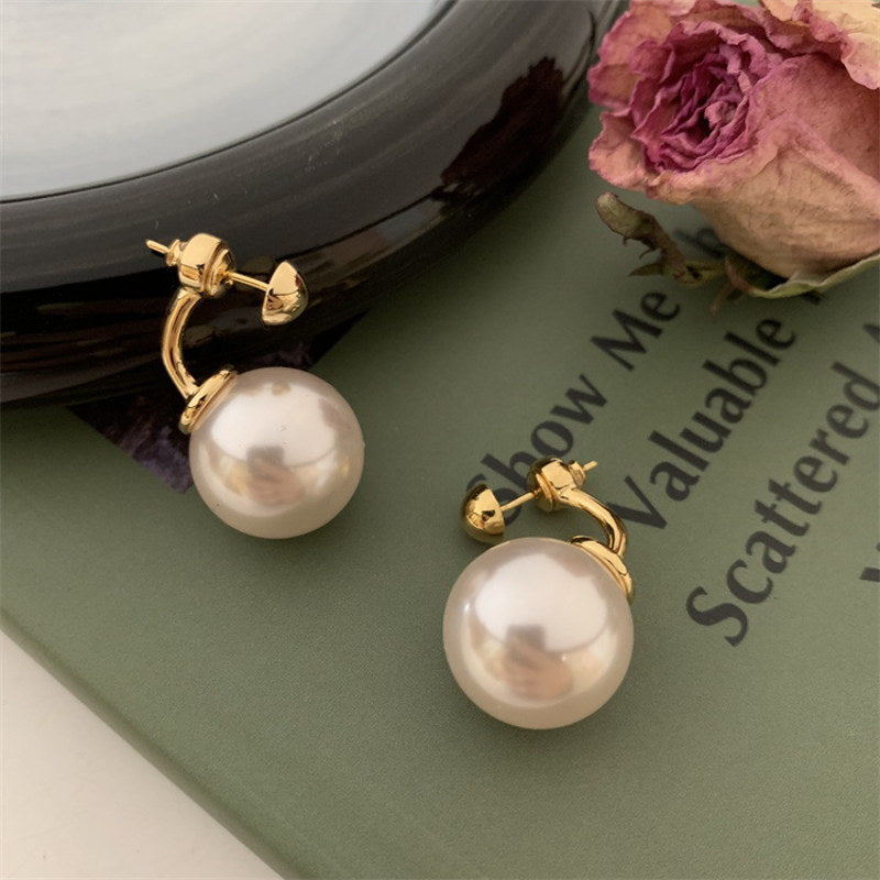 16MM Large Pearl Drop Earrings | Detachable Pearl Earring Jackets | Gold Pearl Stud Earrings with Sterling Silver Pins