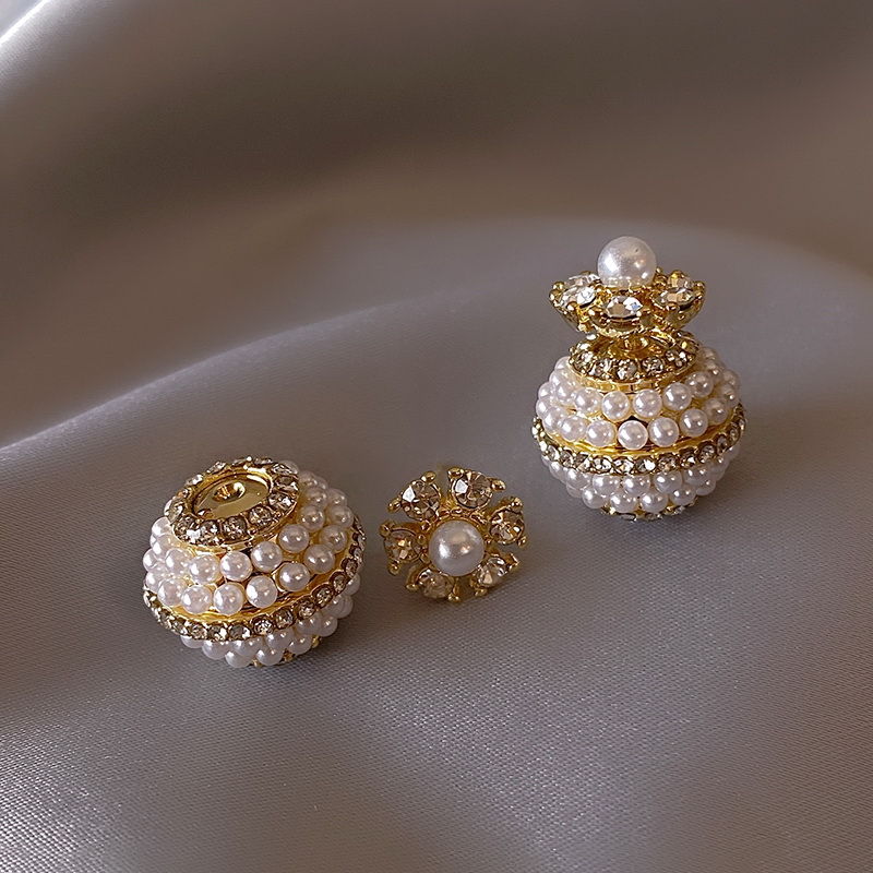 Pearl Stud Earrings | Double Pearl Stud Earrings | Pearl Pave Stud Earrings