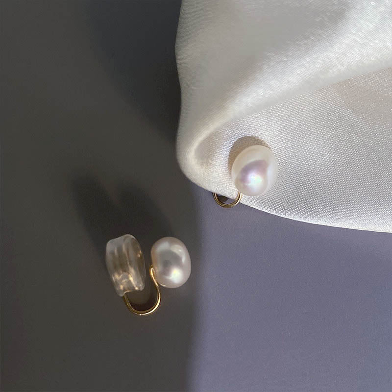 Pendientes de perlas de agua dulce | Pendientes sin perforar | Pendientes de clip cómodos para mujer (6-7 mm)