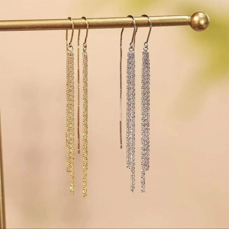 Rhinestone Dangle Earrings | Dangle Diamond Earrings | Linear Drop Earrings for Women