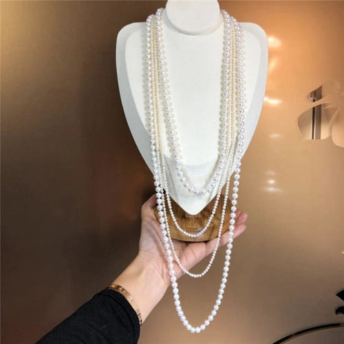 Handmade 4 Strand Freshwater Pearl Necklace | Multi Strand Pearl Necklace | Long Multi Strand Pearl Necklace (15.7 Inches to 27.5 Inches)