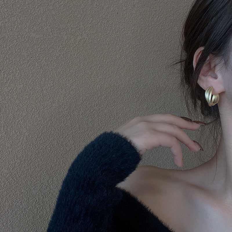 Boucles d'oreilles créoles multicouches | Petites boucles d'oreilles créoles avec épingles en argent sterling