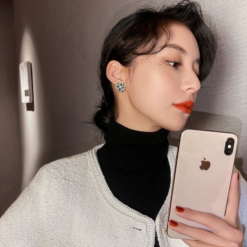 Flower Stud Earrings | Flower Gemstone Earrings | Crystal Flower Earrings with Sterling Silver Pins