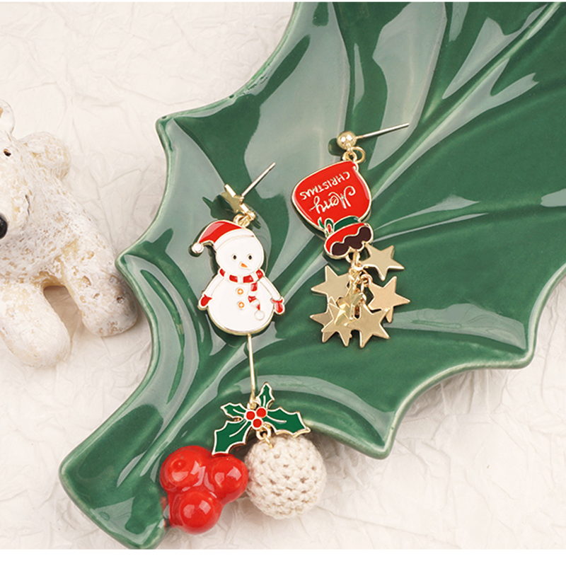 Pendientes de Navidad | Pendientes colgantes de Navidad | 4 tipos de aretes navideños para mujer para piercing y no piercing