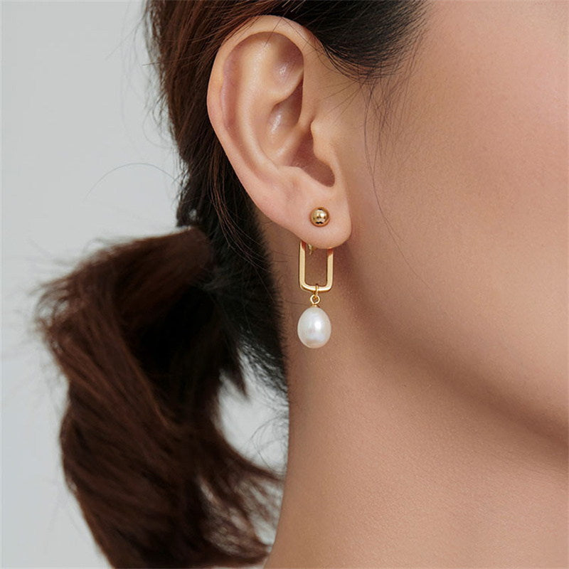 2 in 1 Pearl Drop Earrings | Pearl Stud Earrings | Pearl Earring Jackets with S925 Pins