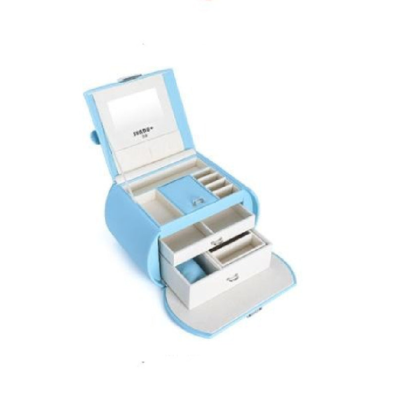 Double-layer Mini stud earrings rings Jewelry Box Useful Makeup Organizer Travel Portable Jewelry PU Box