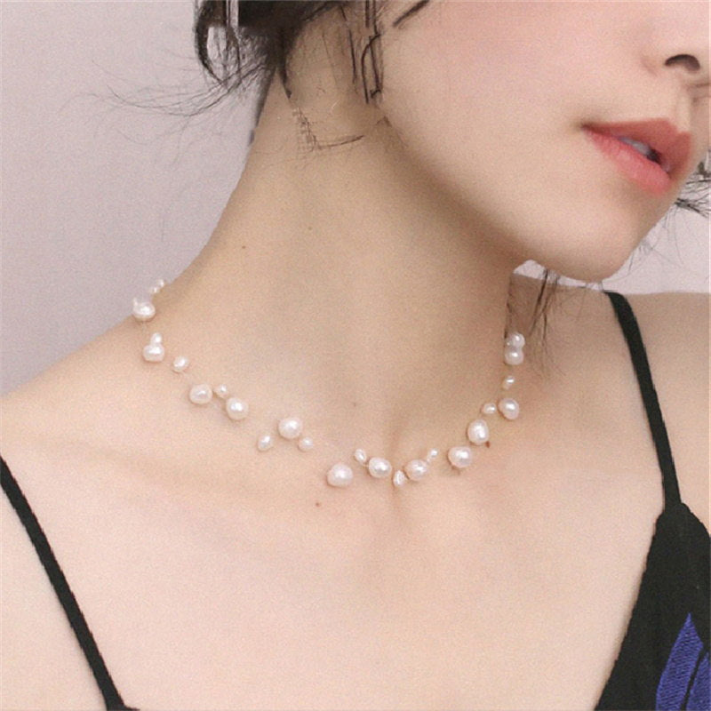 Multilayer Baroque Pearl Necklace | Colorful Freshwater Pearl Necklace | Invisible Real Pearl Necklace