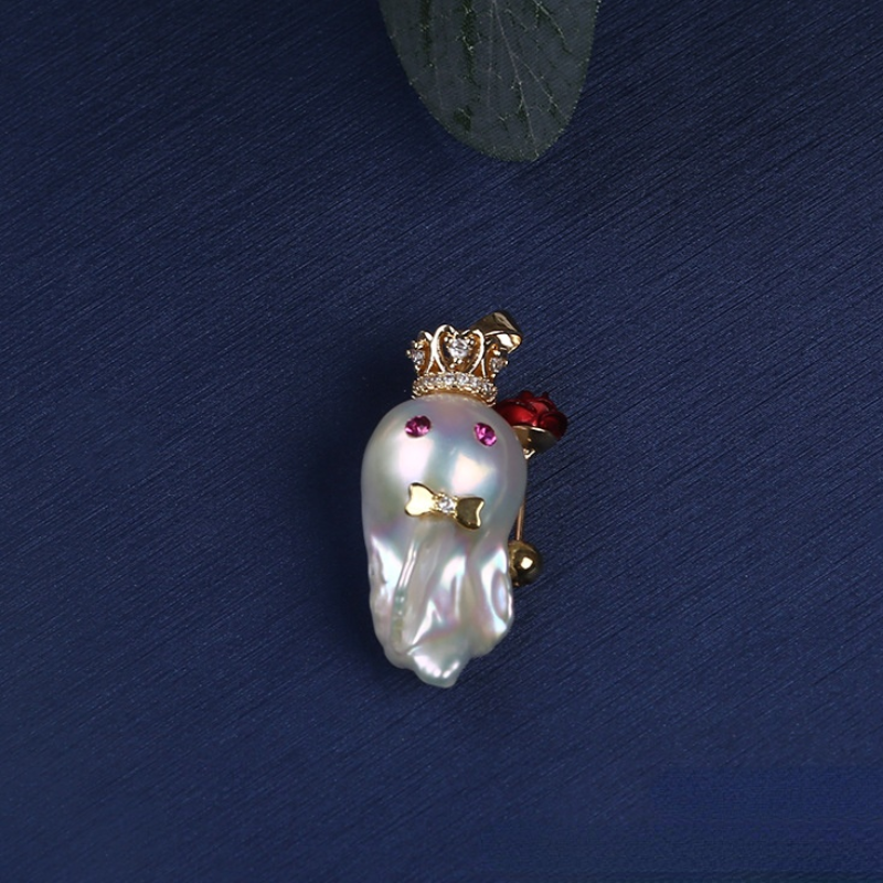 Lindo collar con colgante de perlas barrocas grandes para niños en oro de 14 k sobre plata de ley (16-18 mm)